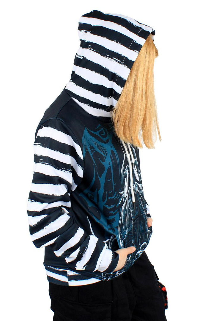 Dark Alice Striped Hoodie - mens outerwear - VampireFreaks - VampireFreaks