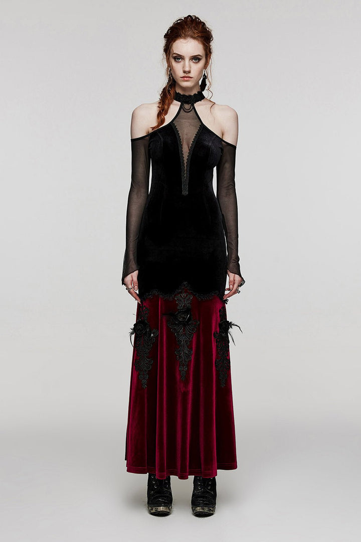 Dark Ballad Maxi Dress [BLACK/RED] - dresses - VampireFreaks - Punk Rave