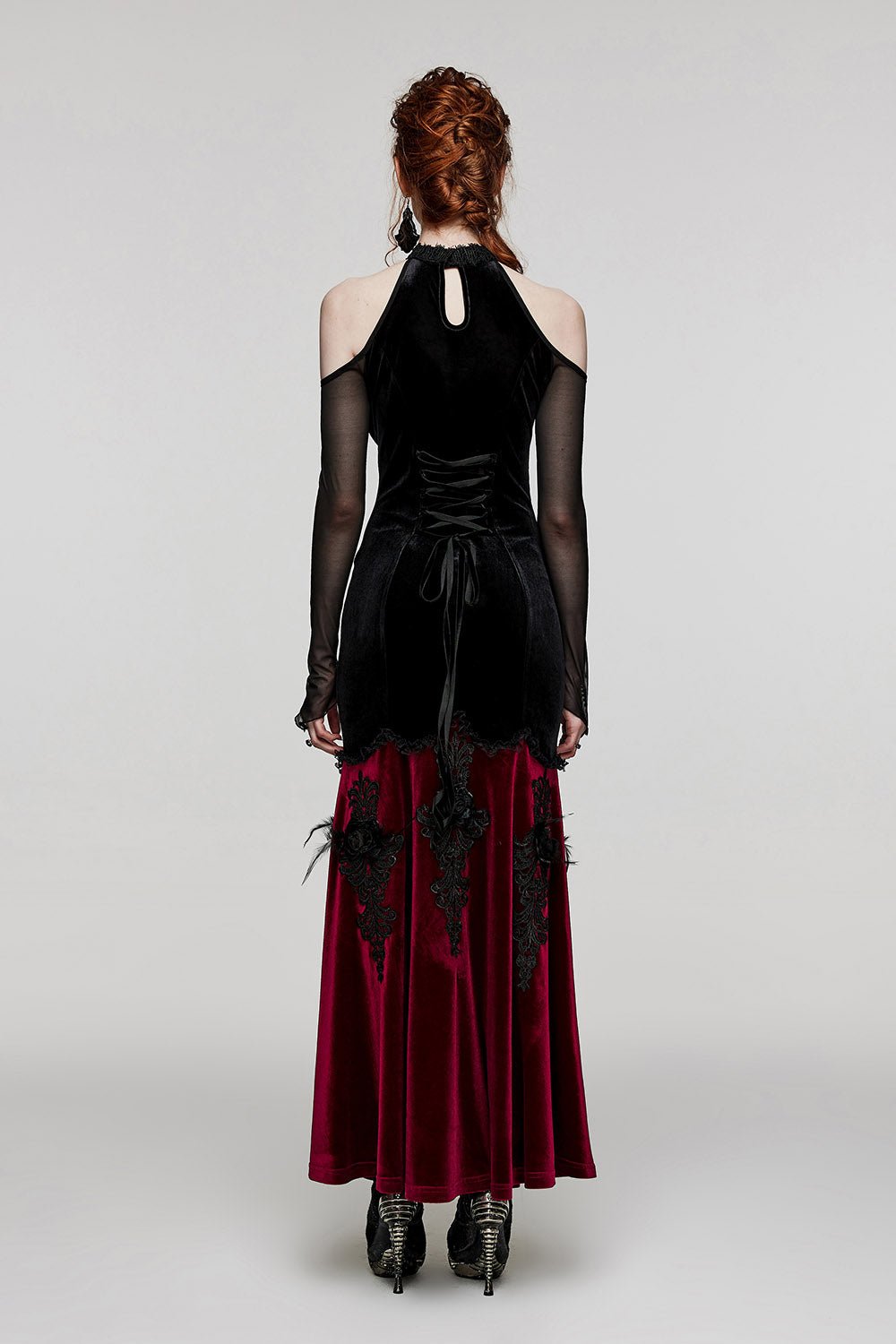 Dark Ballad Maxi Dress [BLACK/RED] - dresses - VampireFreaks - Punk Rave