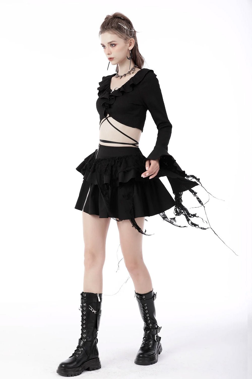 Dark Creature Ruffle Skirt - skirts - VampireFreaks - Dark In Love