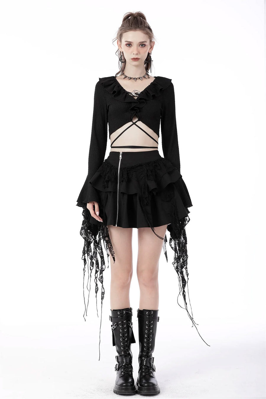 Dark Creature Ruffle Skirt - skirts - VampireFreaks - Dark In Love