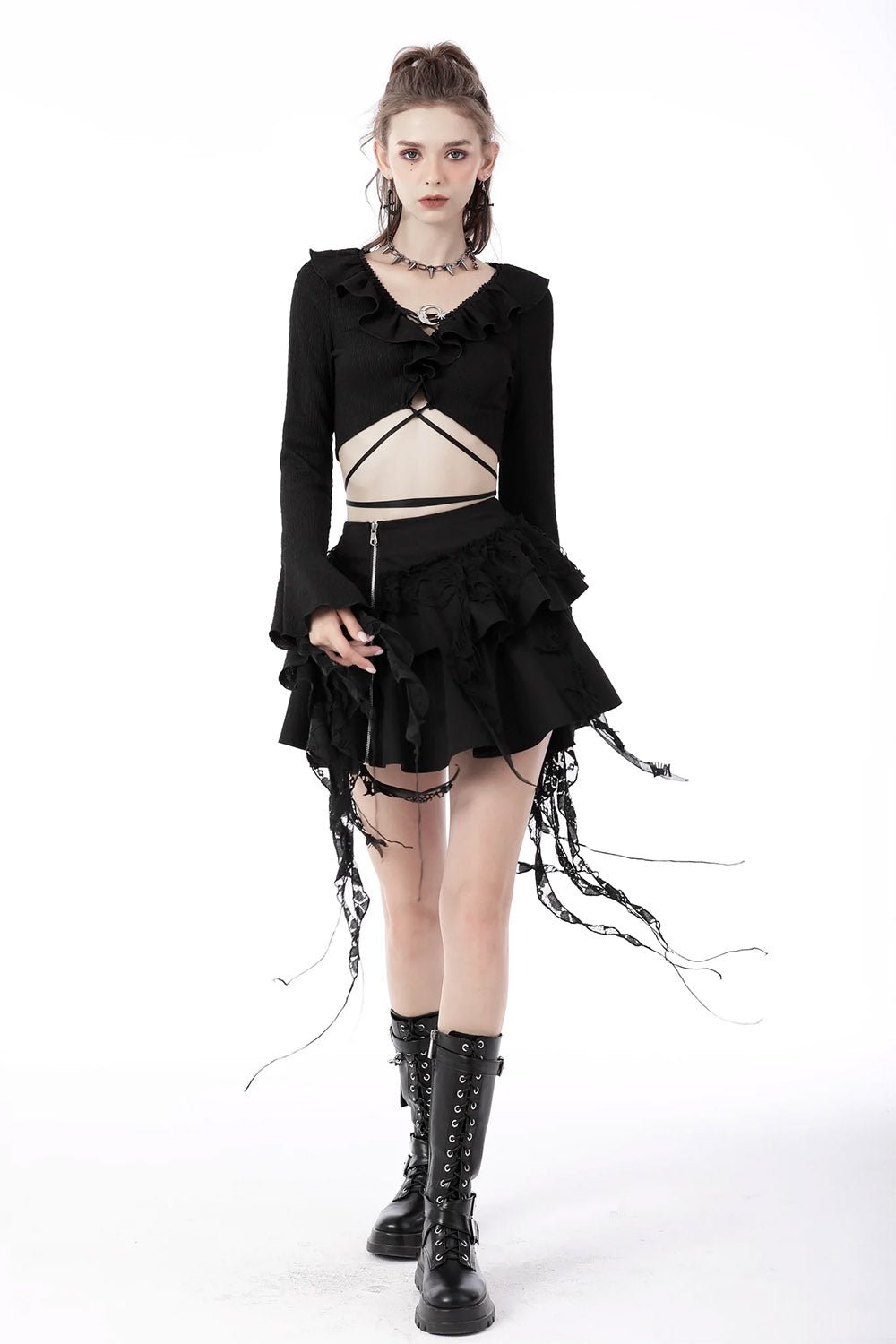 Dark Creature Ruffle Skirt - skirts - VampireFreaks - Dark In Love