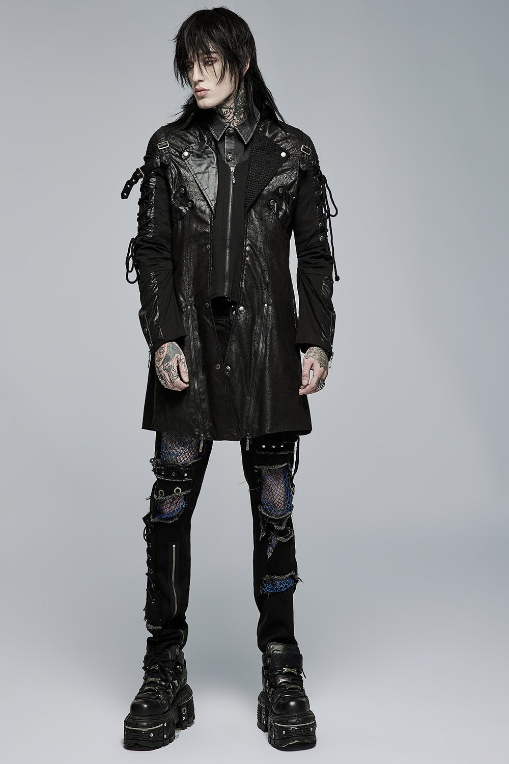 Dark Defender Coat [BLACK] [MENS] - mens outerwear - VampireFreaks - Punk Rave