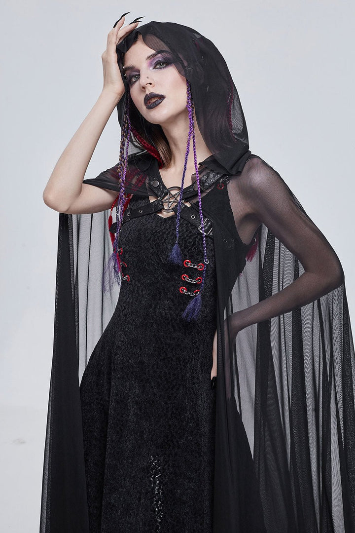 Dark Fae Mesh Hooded Cloak - womens outerwear - VampireFreaks - Devil Fashion