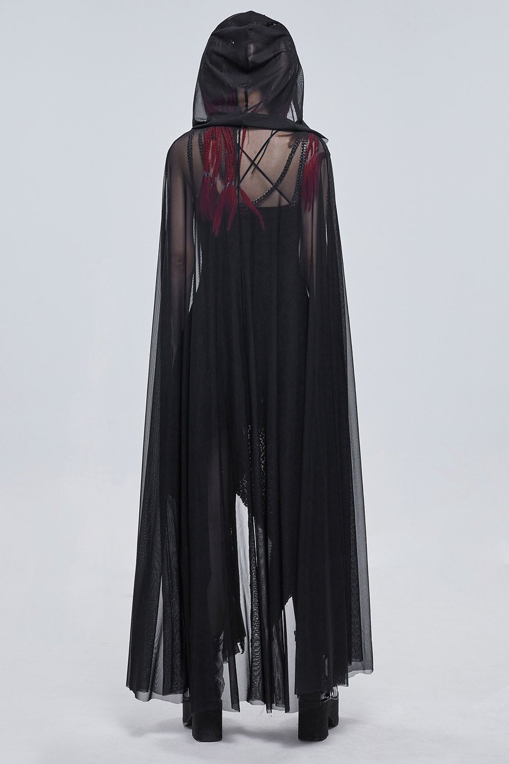 Dark Fae Mesh Hooded Cloak - womens outerwear - VampireFreaks - Devil Fashion