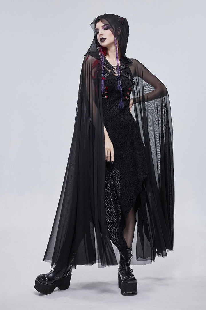 Dark Fae Mesh Hooded Cloak - womens outerwear - VampireFreaks - Devil Fashion