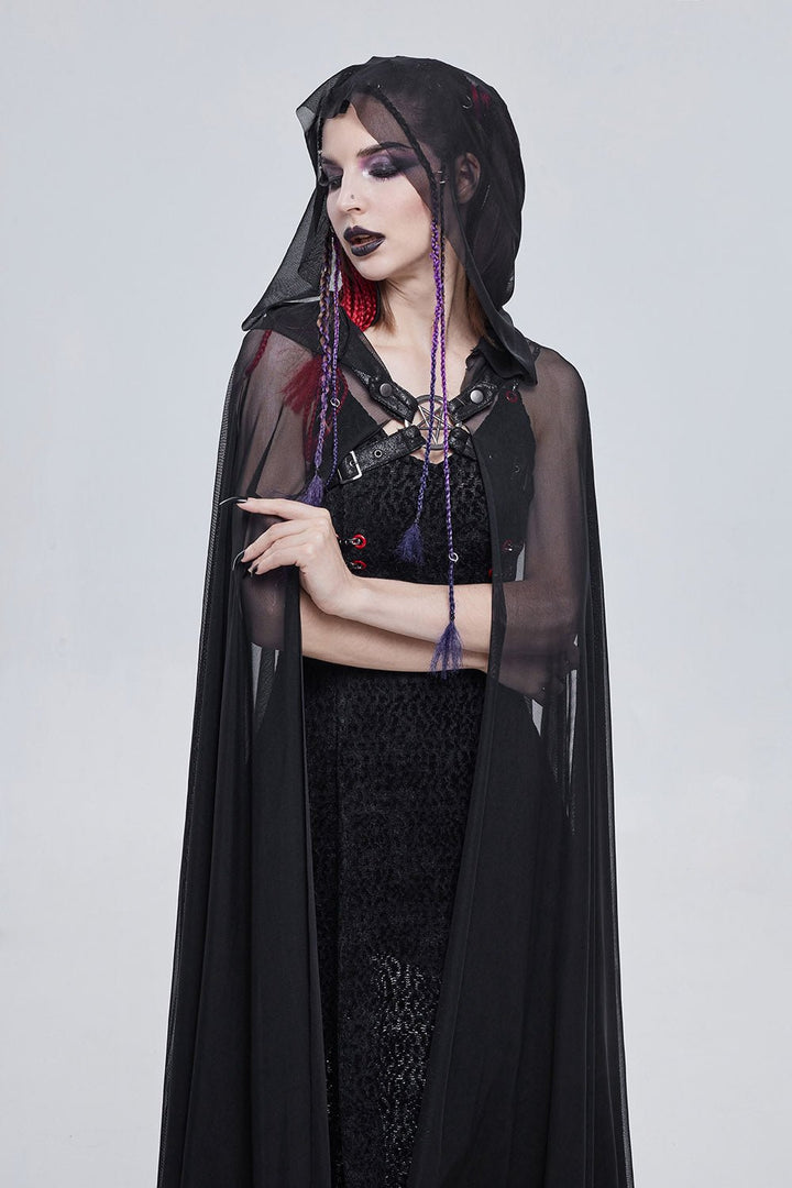 Dark Fae Mesh Hooded Cloak - womens outerwear - VampireFreaks - Devil Fashion