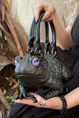 black frog tad shaped handbag by windy willow