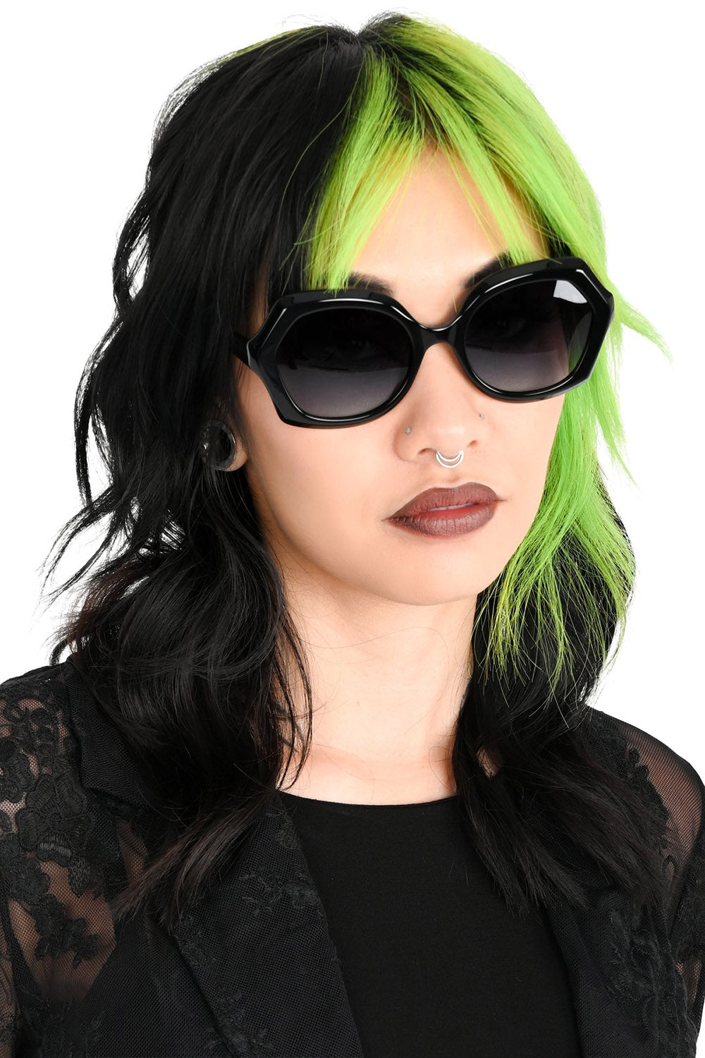 tinted 400 UV-protection black oversized gothic sunglasses