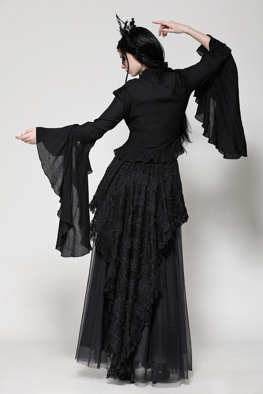womns romantic goth ruffle blouse 
