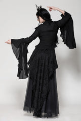 womns romantic goth ruffle blouse 