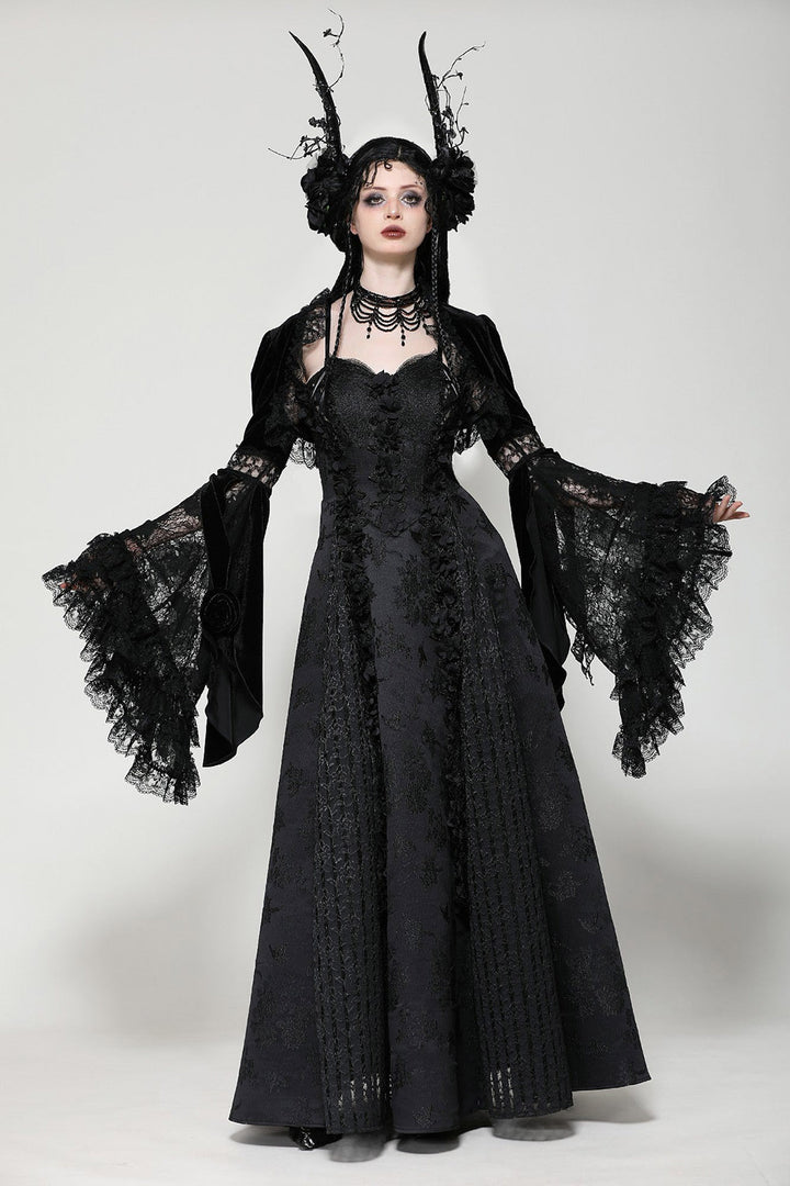 ruffled black lace vampire goth bolero shrug