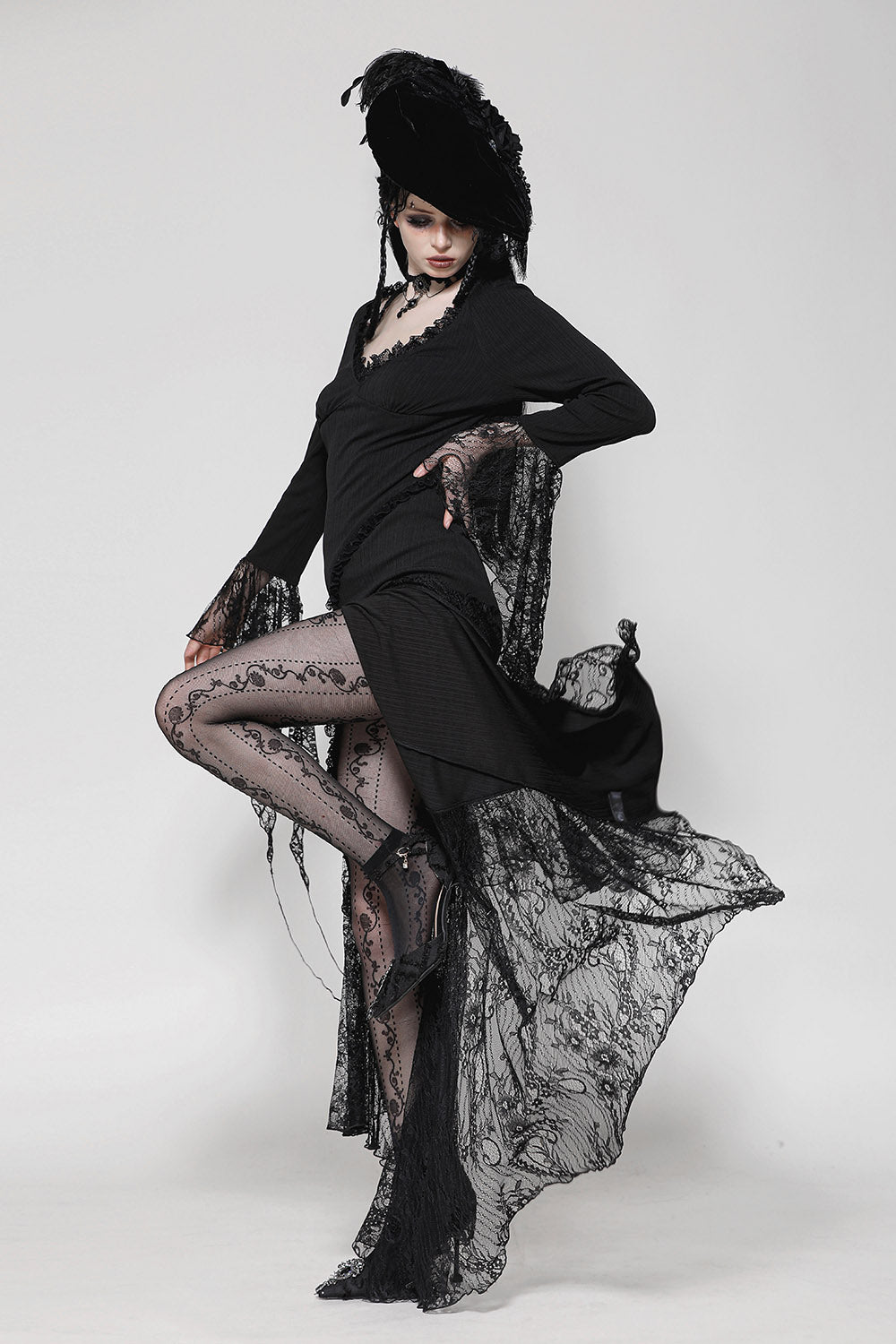 lace tattered witch dress