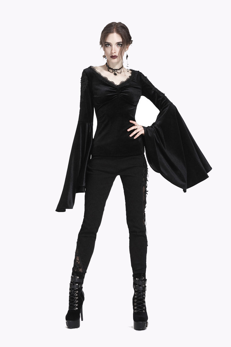 womens  embroidered goth blouse