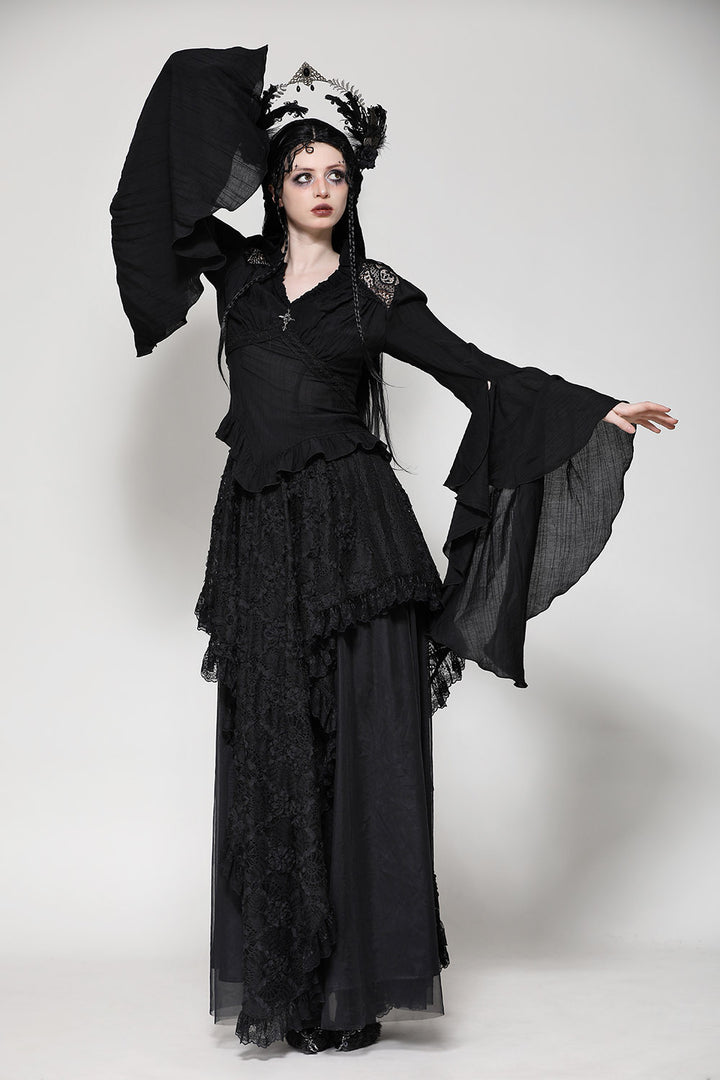 womens gothic billowed sleeve blouse