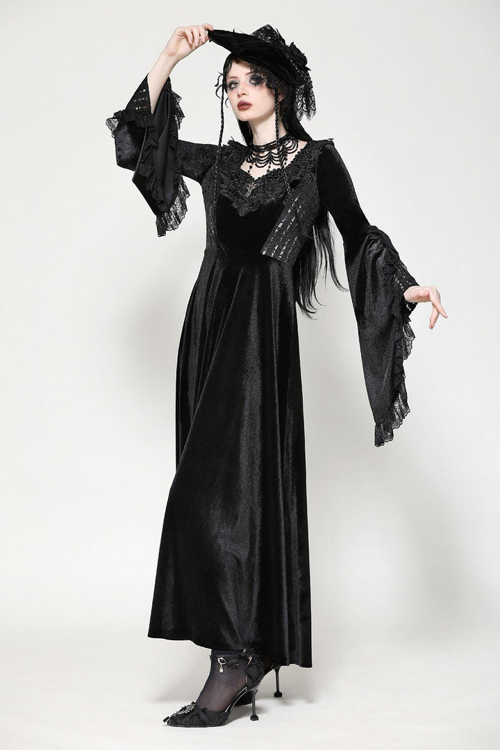 womens flared lace sleeve vampire dress