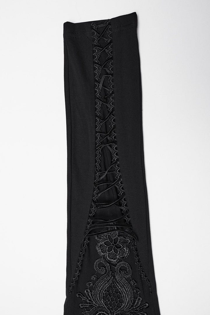 Dark Incantations Embroidered Lace - Up Leggings - womens bottoms - VampireFreaks - Punk Rave