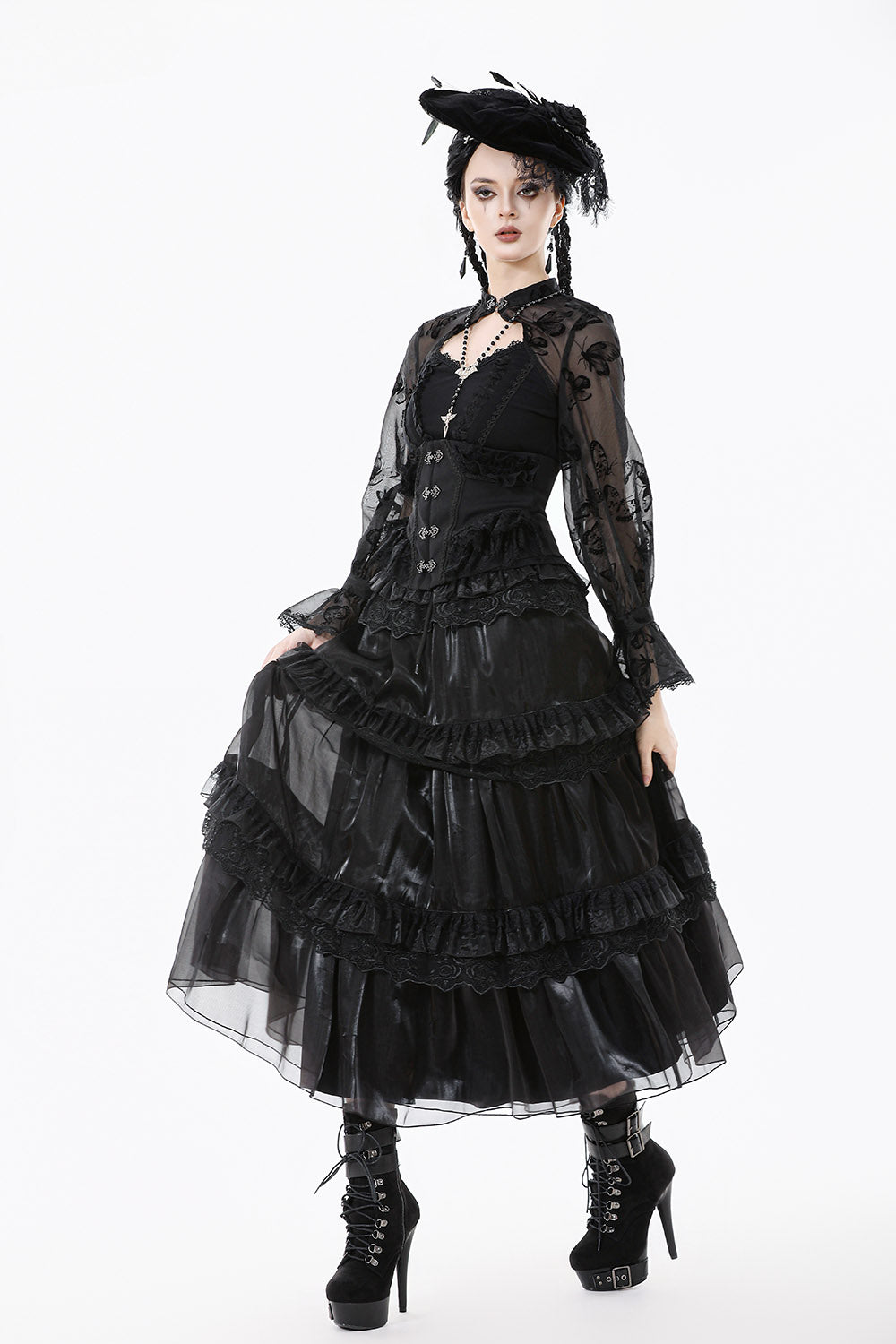 ruffled long skirt with ruffles