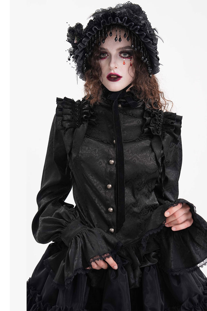 flared cuff vintage goth top