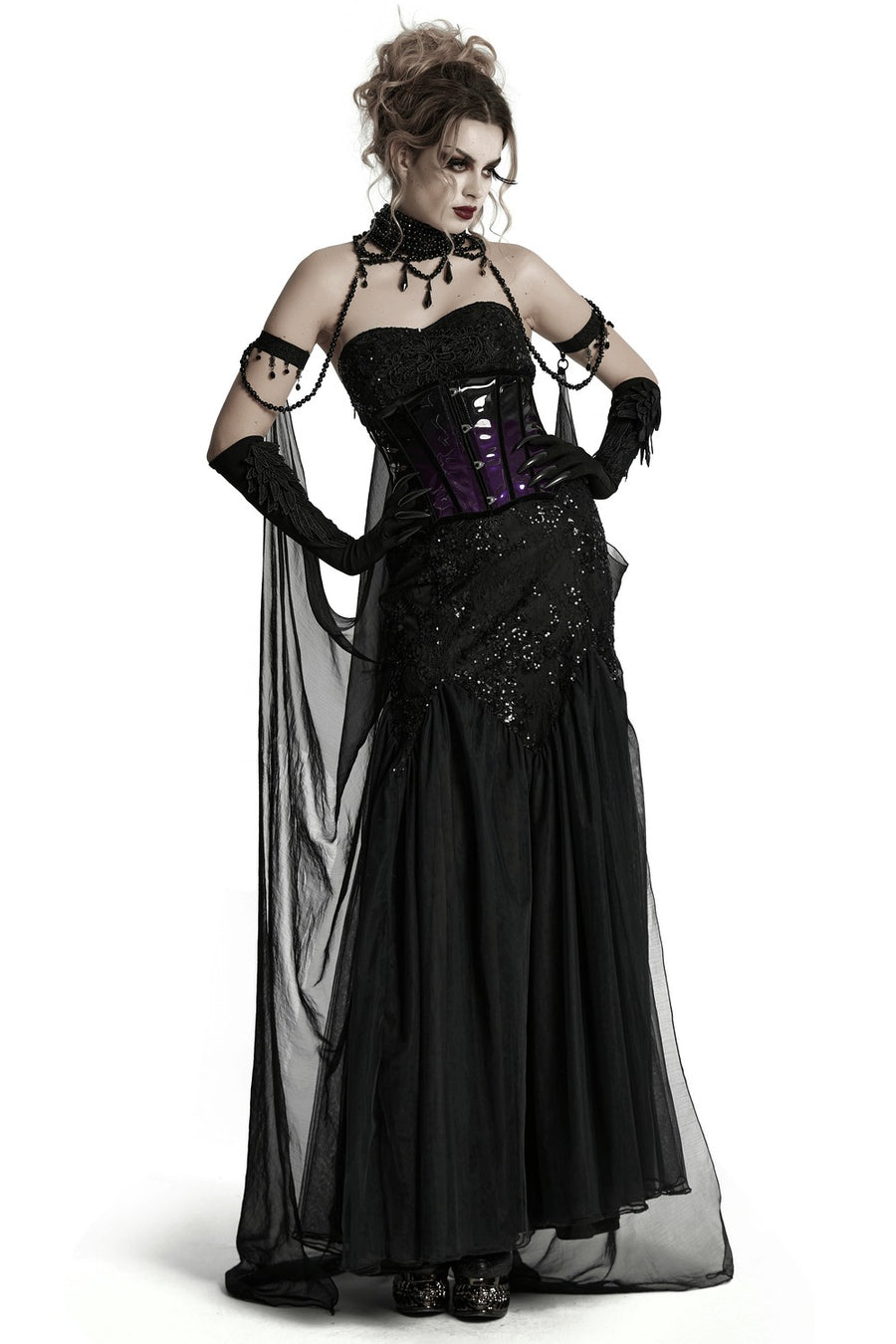 womens goth mesh cape