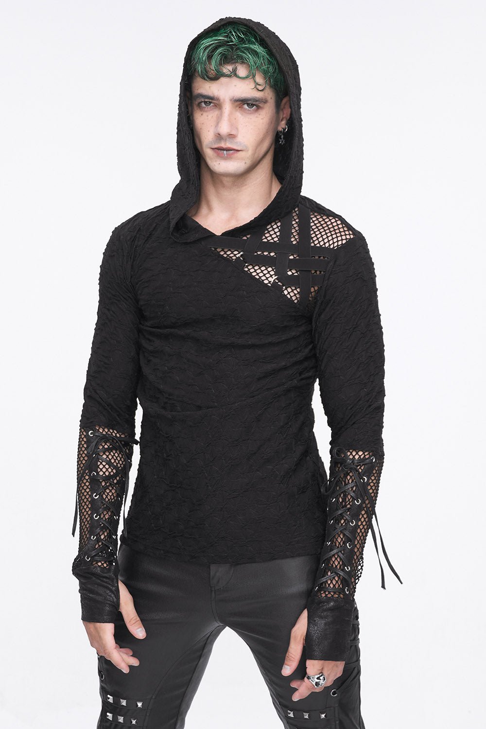 Dark One Hooded Top - mens tops - VampireFreaks - Devil Fashion