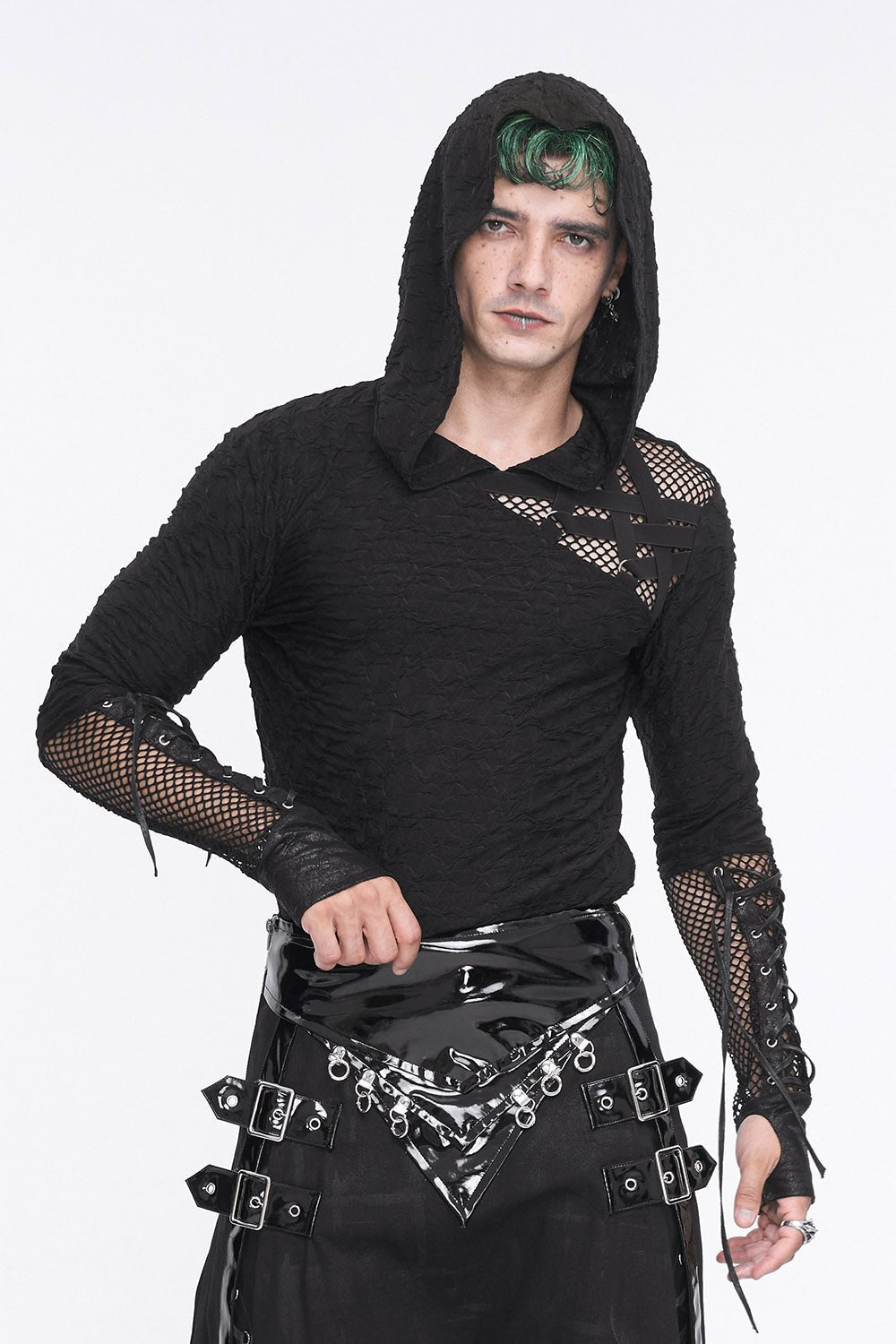 Dark One Hooded Top - mens tops - VampireFreaks - Devil Fashion