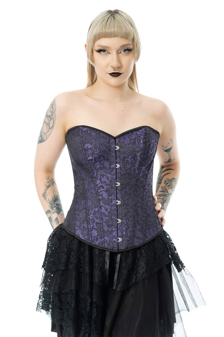 womens purple black corset 