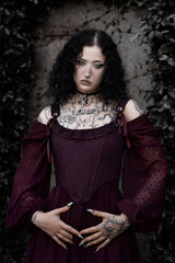 womens dark red burgundy dress with pockets and corset