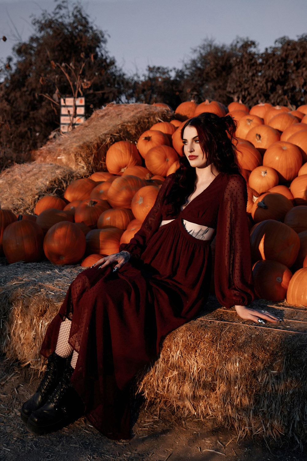 dark red burgundy dress with pockets and cutouts 
