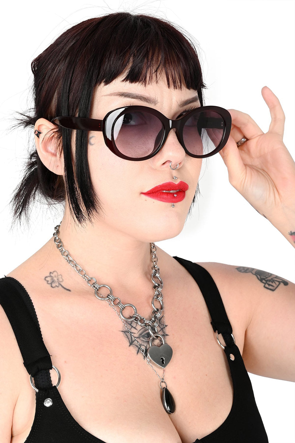oval shaped wine red sunglasses