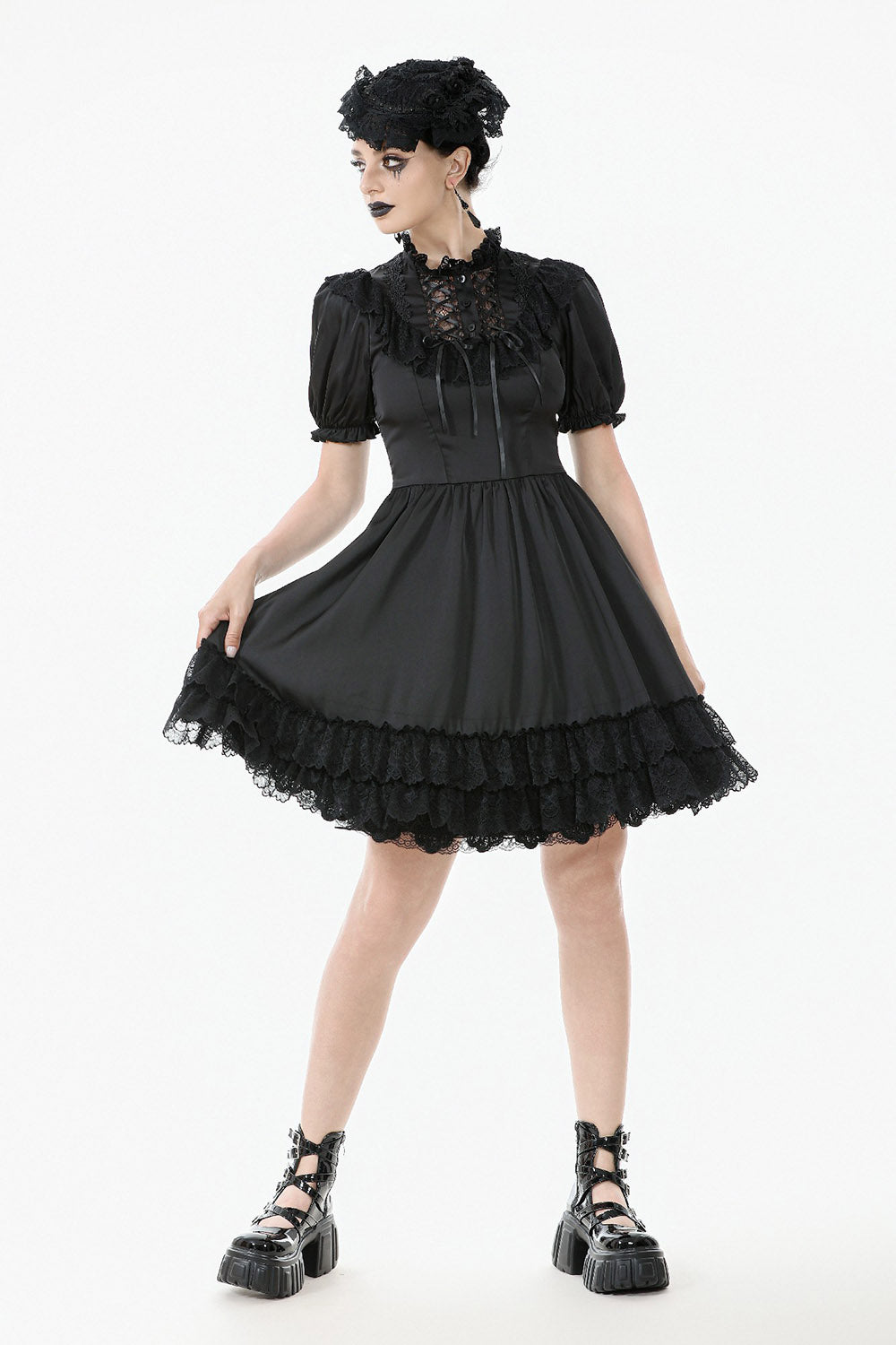lace-up corset mini dress