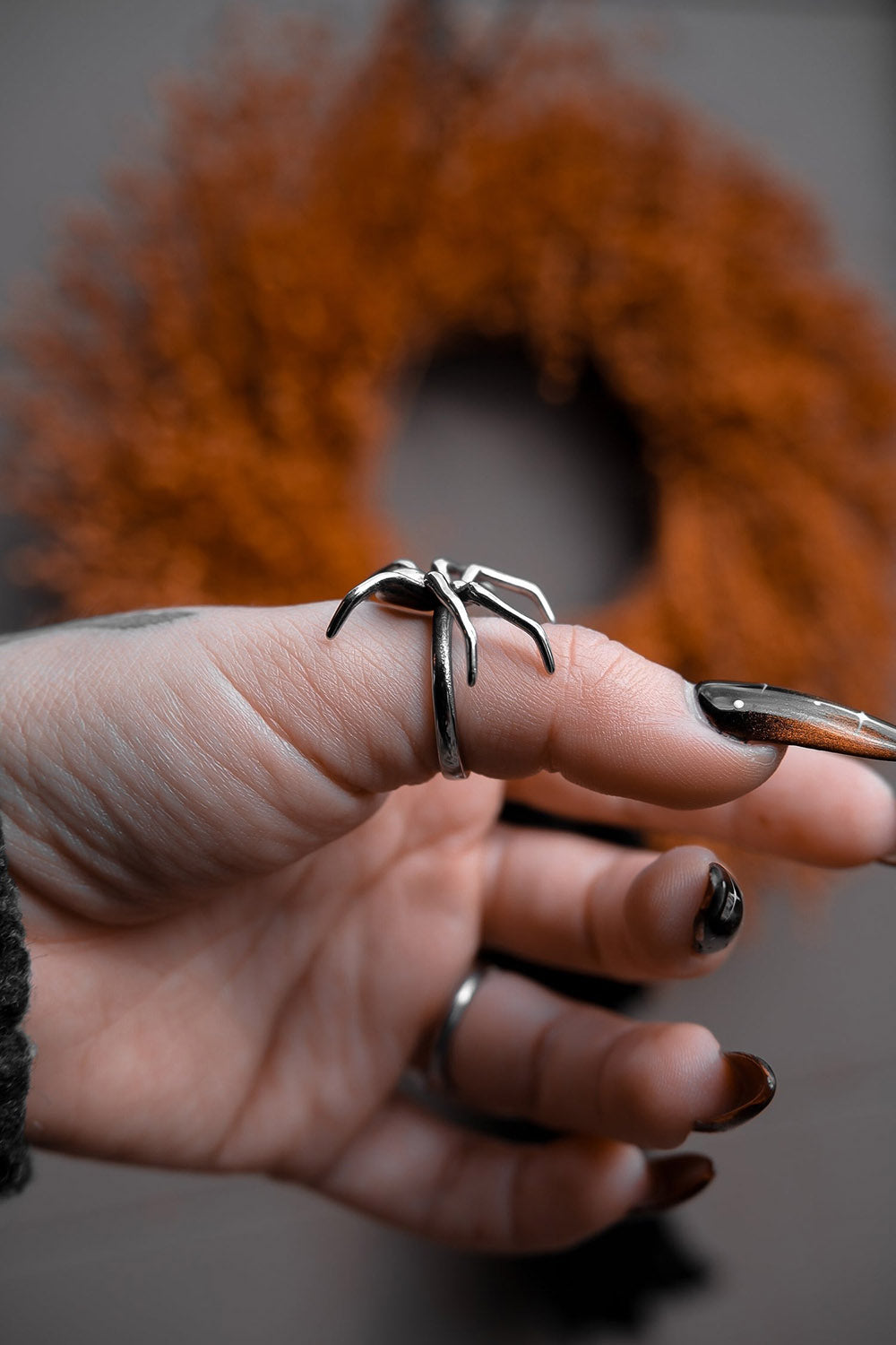 large silver spider ring