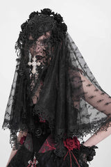 gothic cross charm funeral veil
