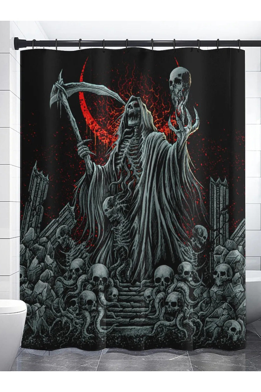 heavy metal grim reaper shower curtain