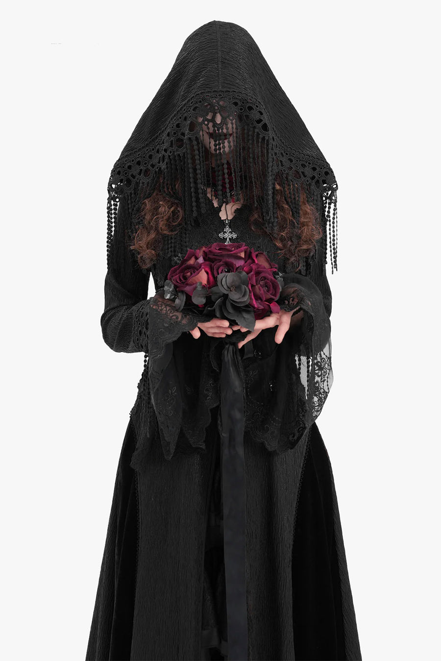 Victorian Gloom Embroidered Hooded Cloak