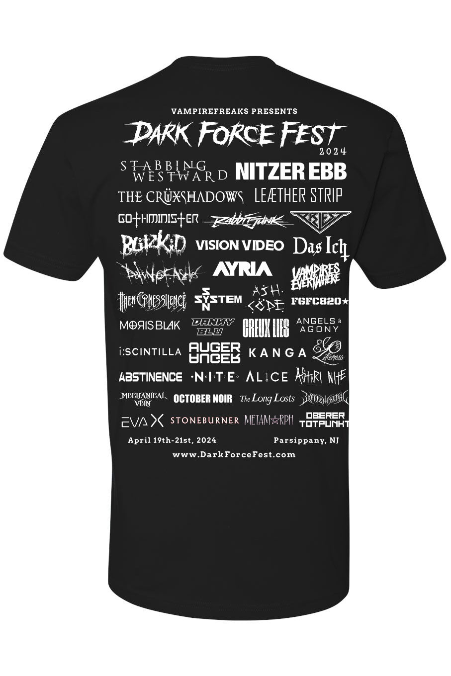 gothic music festival band lineup tshirt