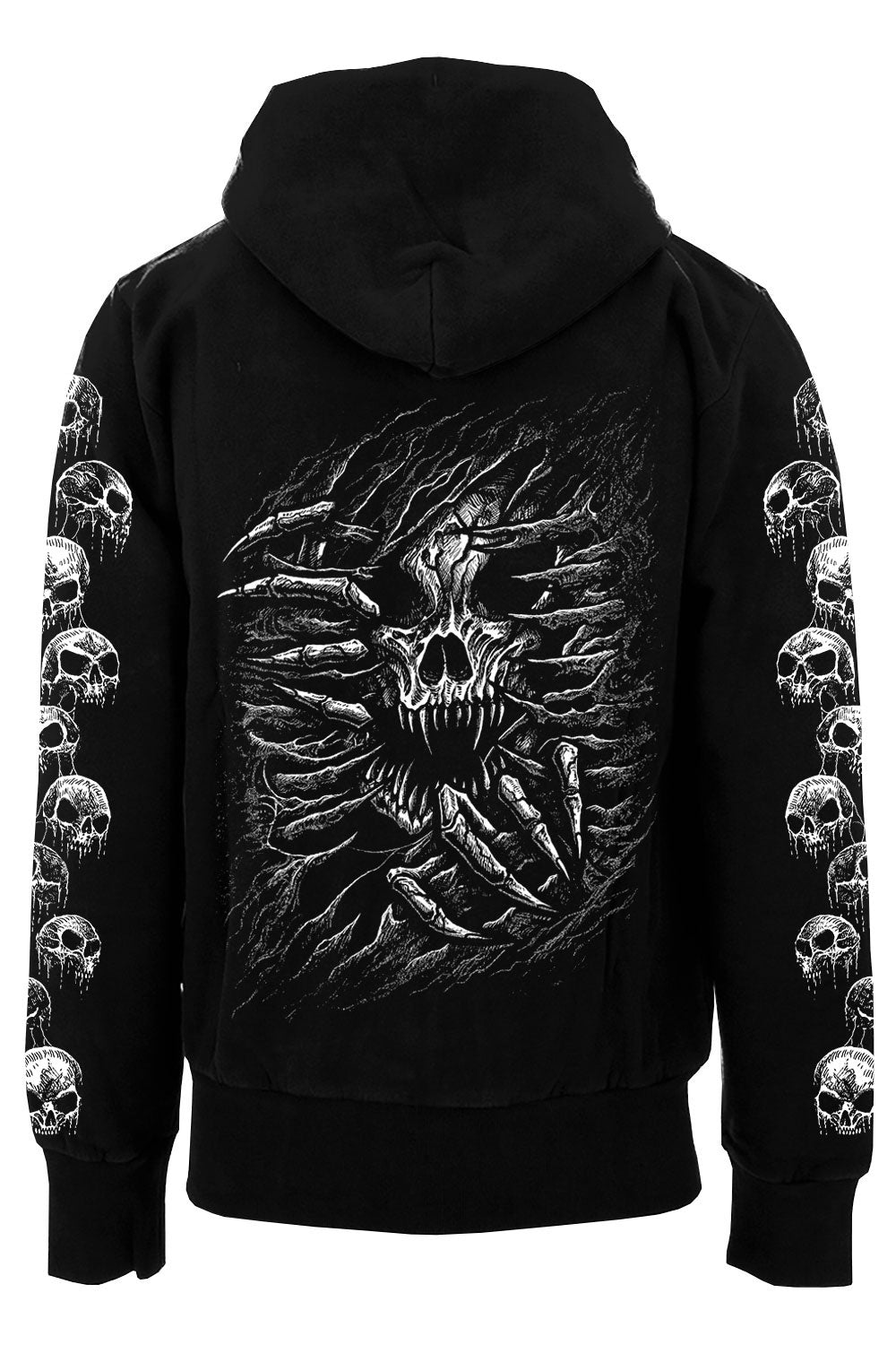 skull distressed hoodie jacket