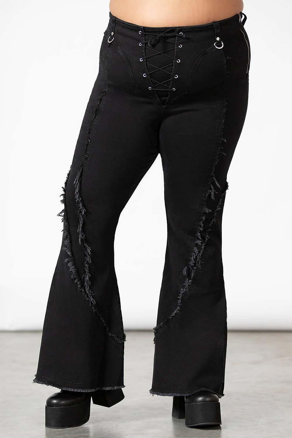 Dasia Lace - Up Bell Bottoms - womens bottoms - VampireFreaks - Killstar