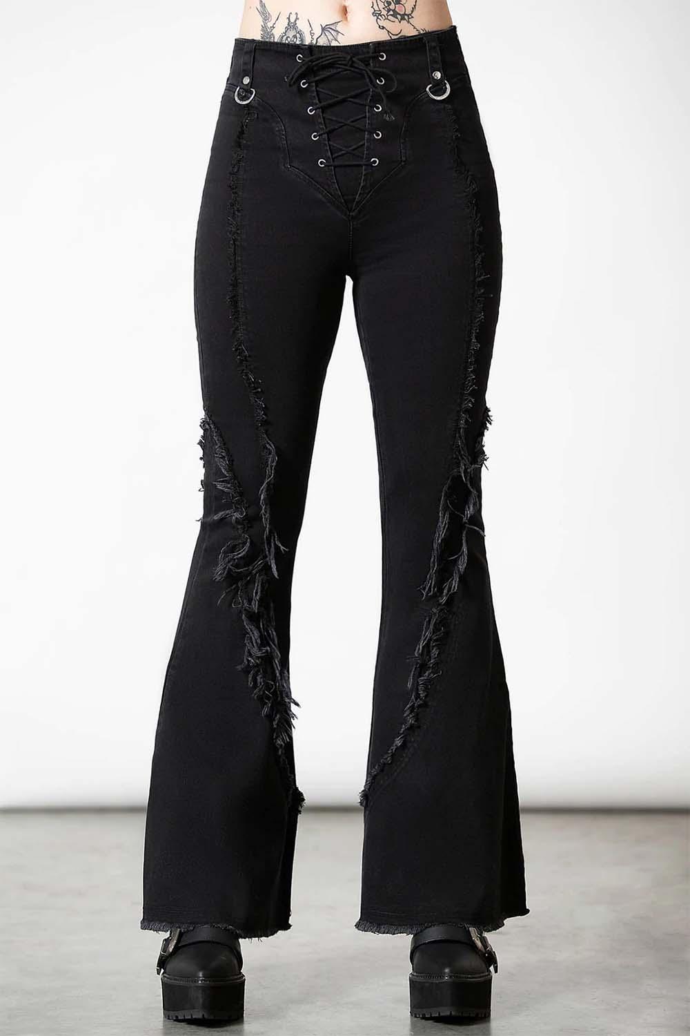 Dasia Lace - Up Bell Bottoms - womens bottoms - VampireFreaks - Killstar