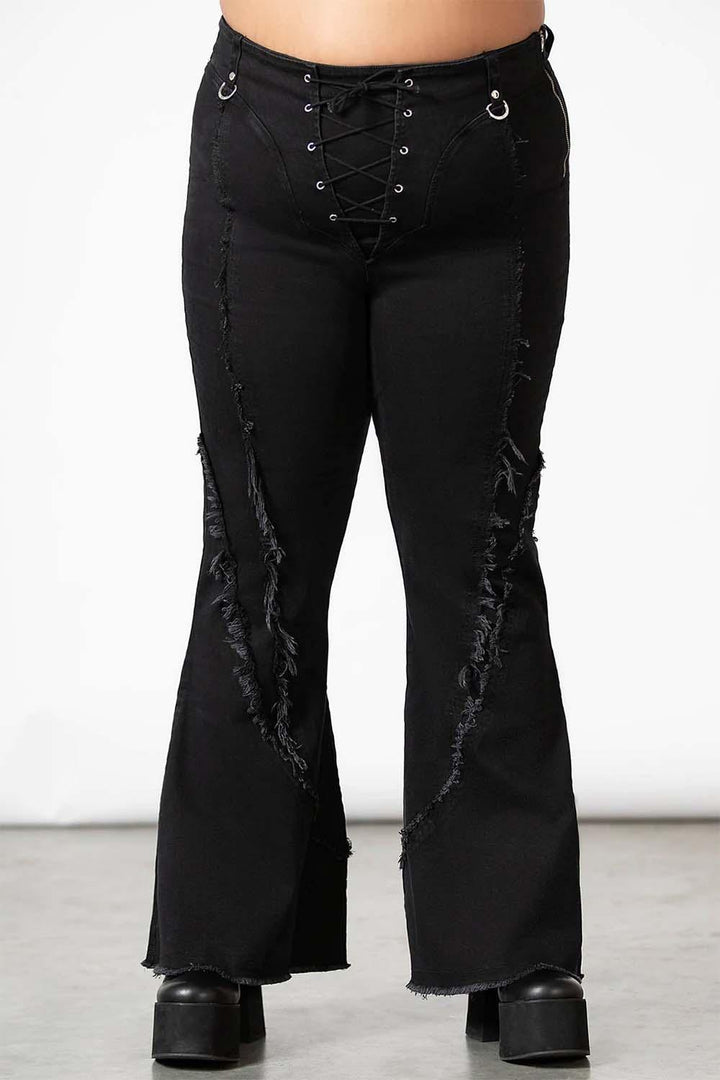 Dasia Lace - Up Bell Bottoms - womens bottoms - VampireFreaks - Killstar