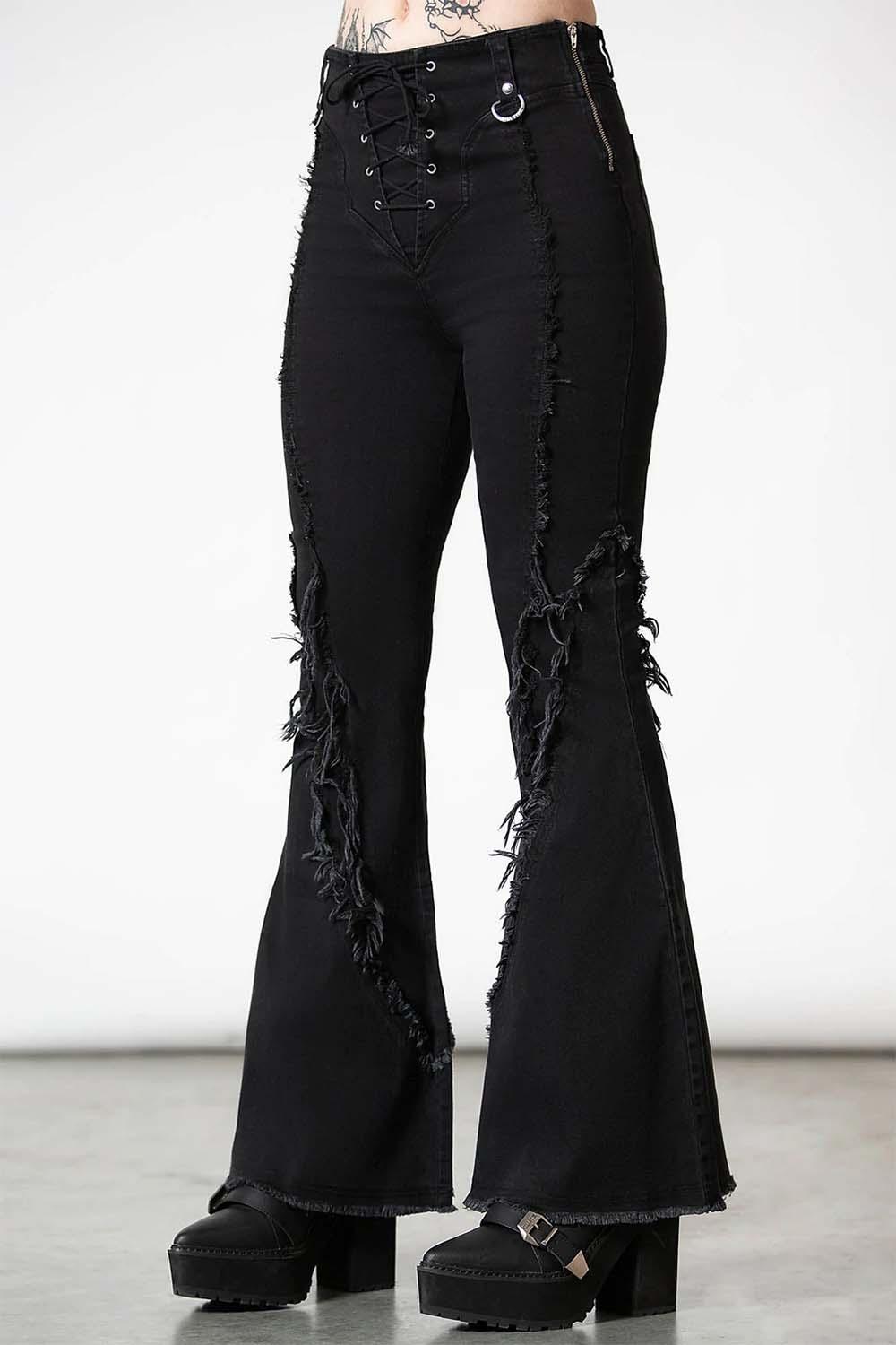 Dasia Lace - Up Bell Bottoms - womens bottoms - VampireFreaks - Killstar