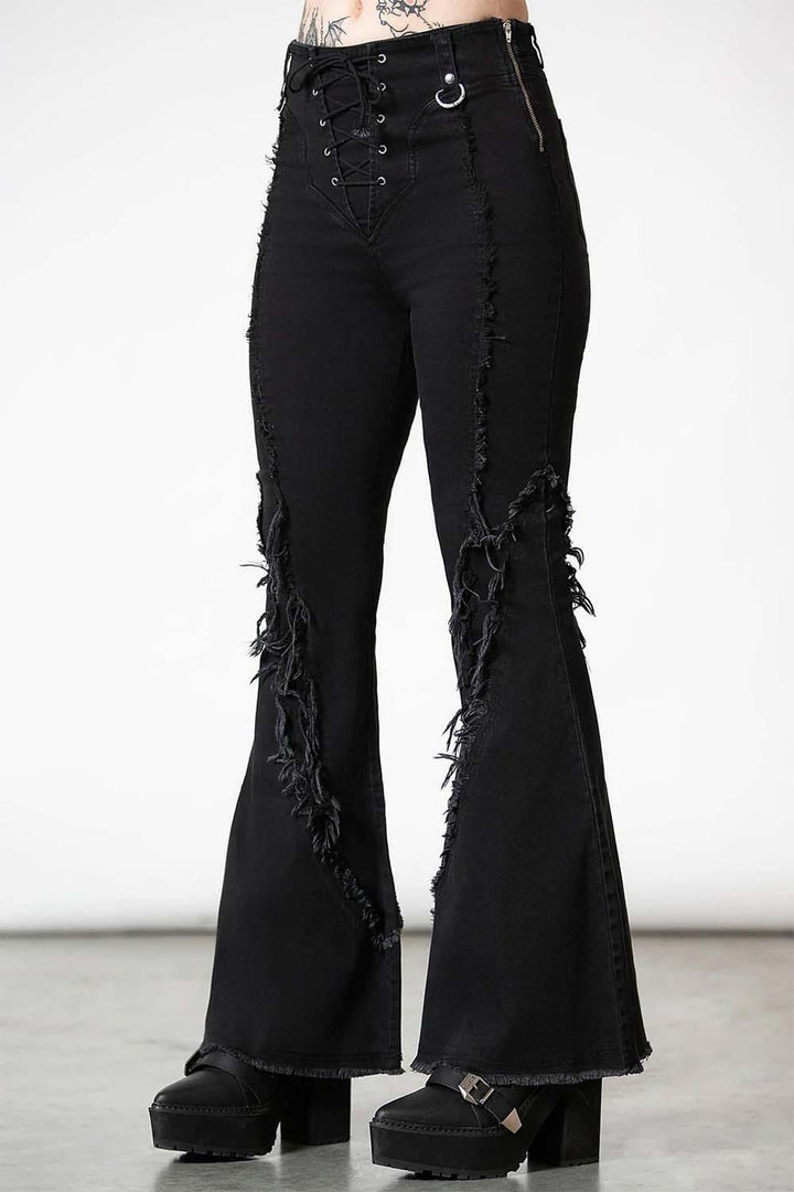 Dasia Lace - Up Bell Bottoms - womens bottoms - VampireFreaks - Killstar