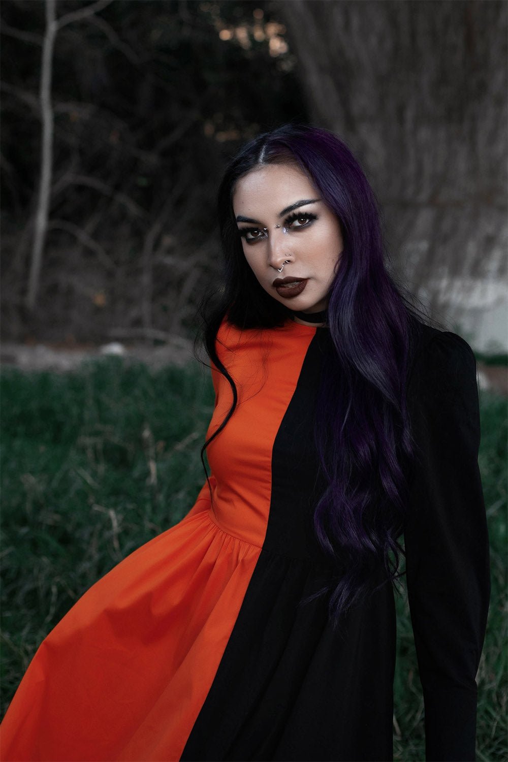 Daughter of Salem Dress [BLACK/ORANGE] - dresses - VampireFreaks - Lively Ghosts