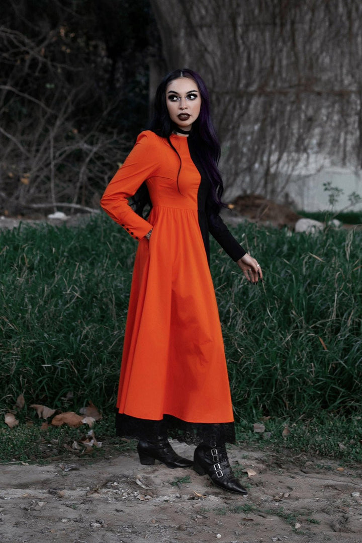 Daughter of Salem Dress [BLACK/ORANGE] - dresses - VampireFreaks - Lively Ghosts