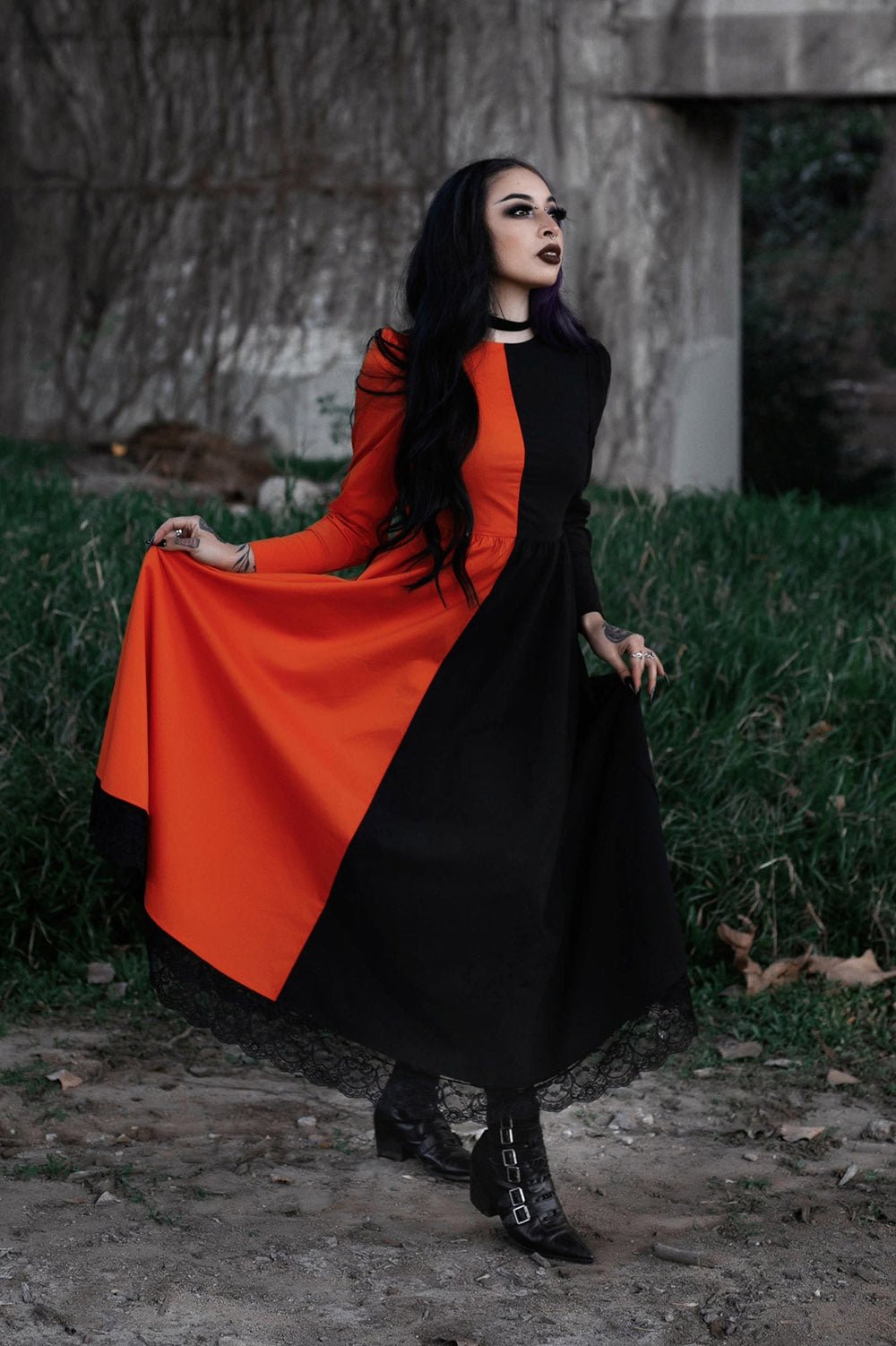 Daughter of Salem Dress [BLACK/ORANGE]