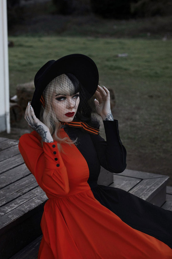 Daughter of Salem Dress [BLACK/ORANGE] - dresses - VampireFreaks - Lively Ghosts