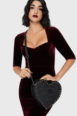 heart-shaped 3d novelty shoulder bag with spiderweb embroidery 