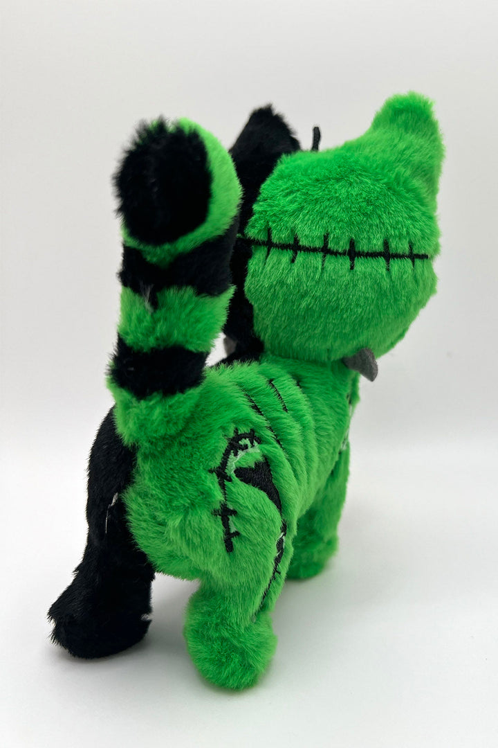 emo green and black monster frankenstein skeleton cat plush keychain 