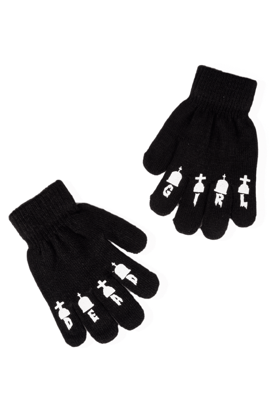 Dead Girl Finger Tattoo Winter Knit Gloves