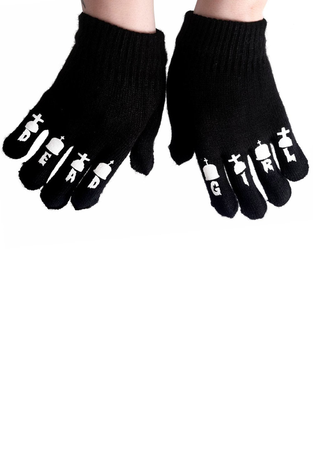 Dead Girl Finger Tattoo Winter Knit Gloves - gloves & armwarmers - VampireFreaks - Too Fast